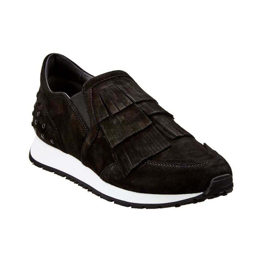 Tod’S Fringed Suede Sneaker, Black